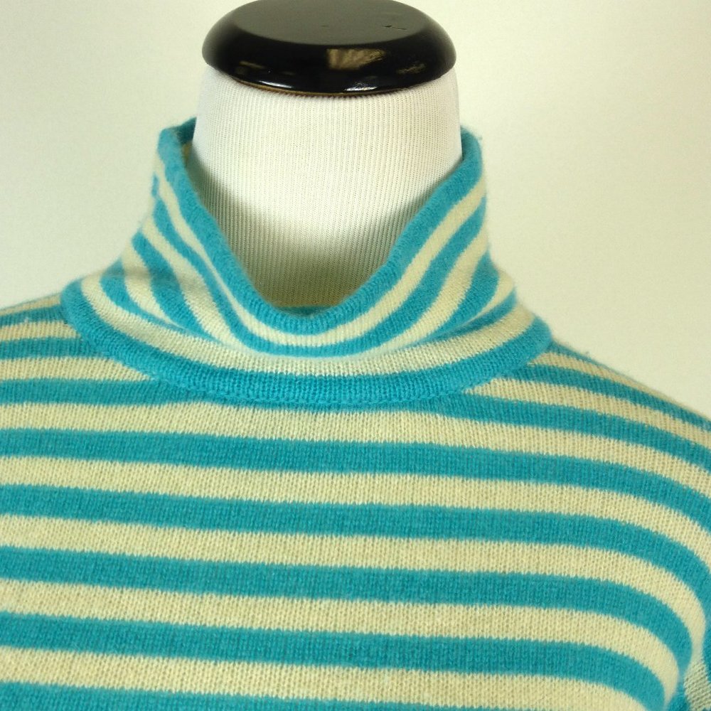 LAMBERTO LOSANI blue stripe CASHMERE SWEATER S